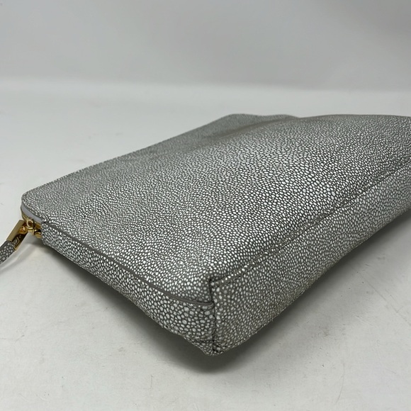 INDIA HICKS The Insider Grey Print Stingray Leather Pouch Clutch Bag - Picture 7 of 14